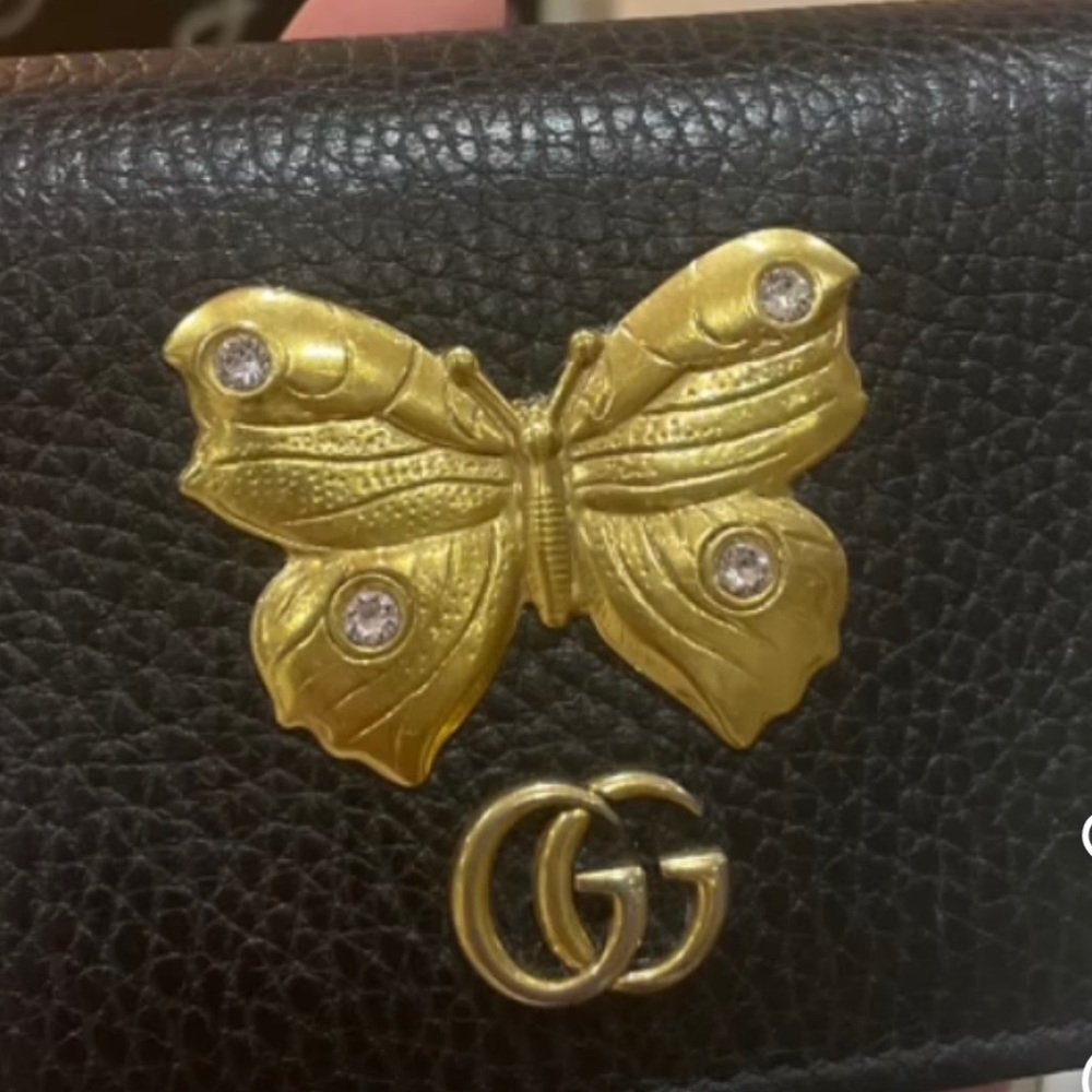 ❌SOLD ❌GUCCI Butterfly Marmont Compact Leather Card Holder - Picture 3 of 5